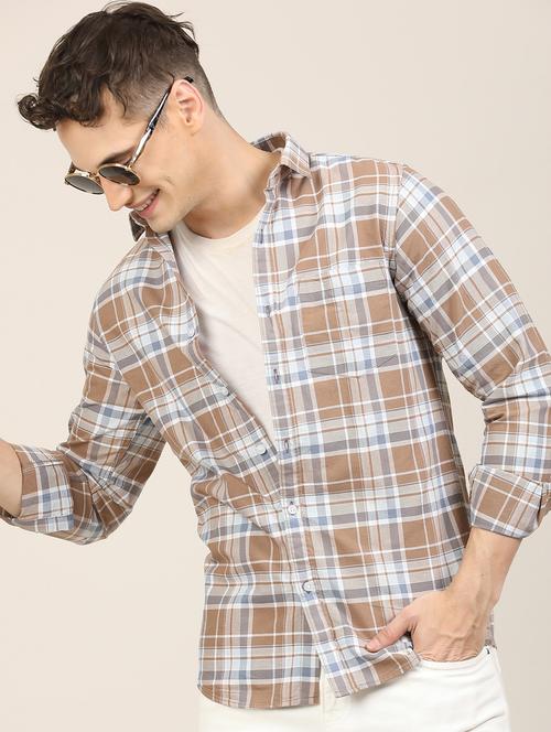 men checkered long sleeve regular fit casual shirt - 21997940 - Very Small Image - 1