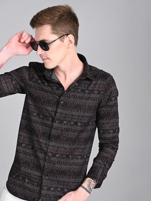 men printed long sleeve regular fit casual shirt - 21997959 - Very Small Image - 1