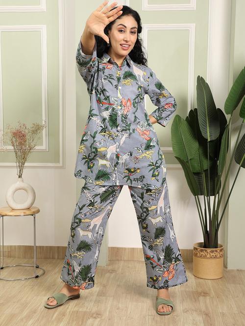 women printed three quarter sleeve ethnic co-ord set - 21998249 - Very Small Image - 1