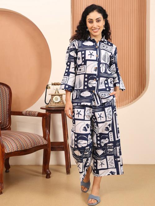 women printed three quarter sleeve ethnic co-ord set - 21998259 - Very Small Image - 1