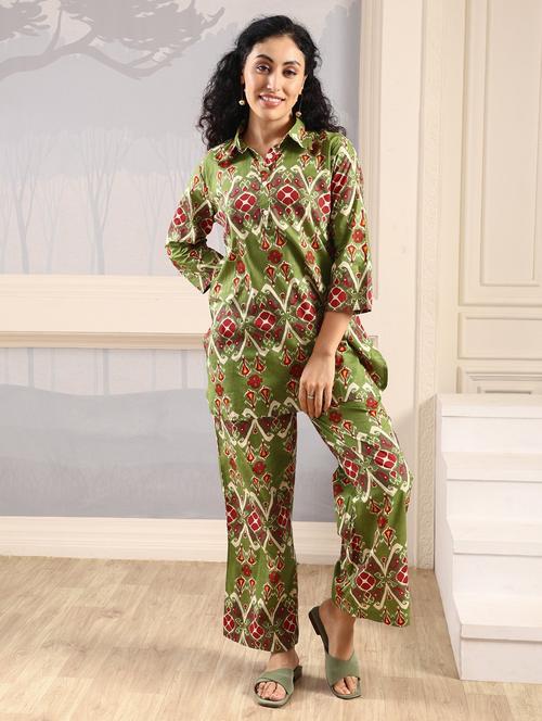 women printed three quarter sleeve ethnic co-ord set - 21998262 - Very Small Image - 1