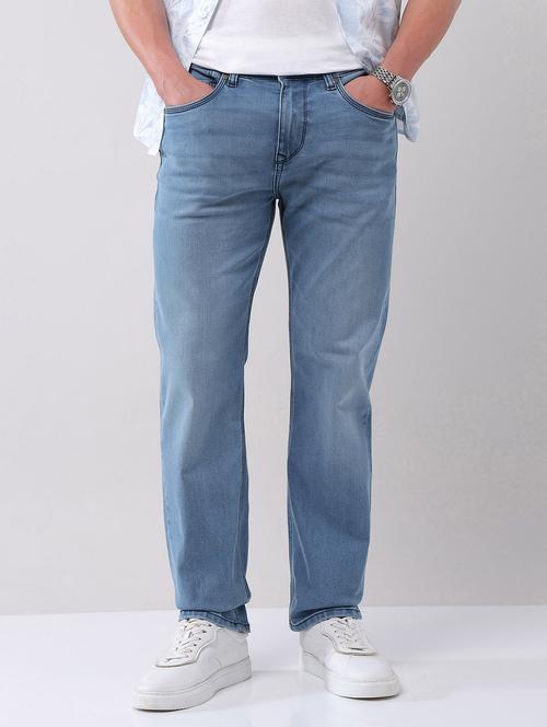 men washed mid rise straight fit jeans - 21998415 - Very Small Image - 1