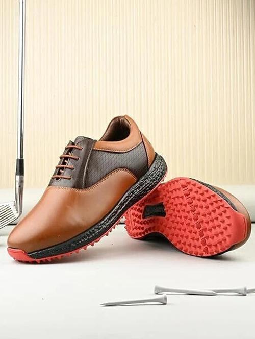 hitcaro men's premium leather lace - up professional golf shoes - 21998672 - Very Small Image - 1