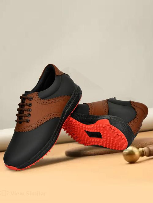 hitcaro men's premium leather lace - up professional golf shoes - 21998674 - Very Small Image - 1