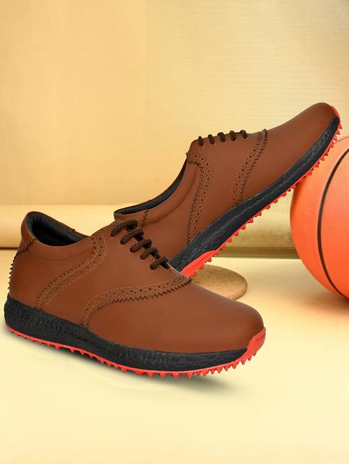 hitcaro men's premium leather lace - up professional golf shoes - 21998677 - Very Small Image - 1