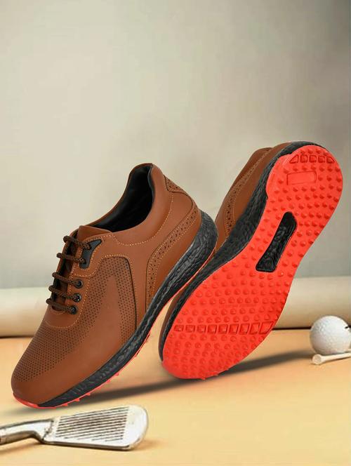 hitcaro men's premium leather lace - up professional golf shoes - 21998682 - Very Small Image - 1