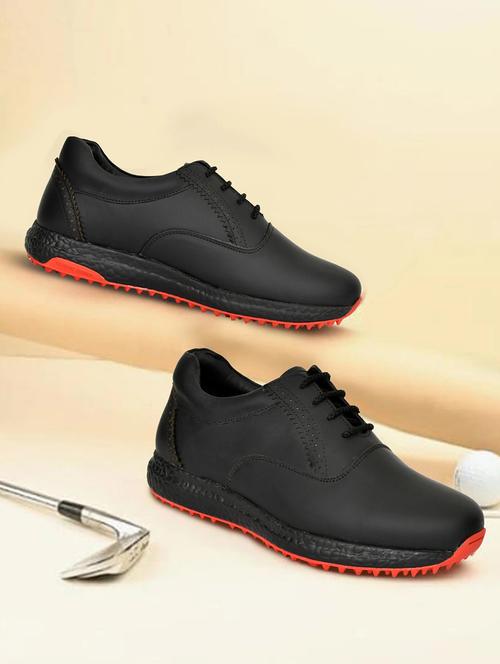 hitcaro men's premium leather lace - up professional golf shoes - 21998683 - Very Small Image - 1