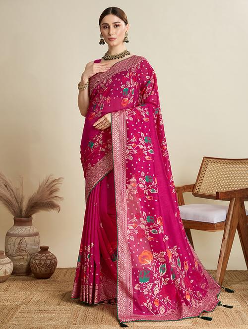 women floral printed saree with blouse - 21998776 - Very Small Image - 1