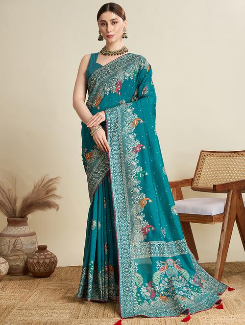 women printed casual wear saree with blouse - 21998777 - Very Small Image - 1
