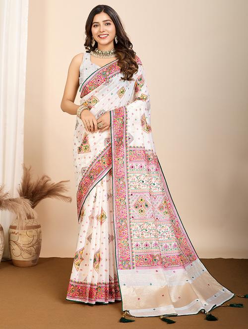 women self design bordered saree with blouse - 21998788 - Very Small Image - 1