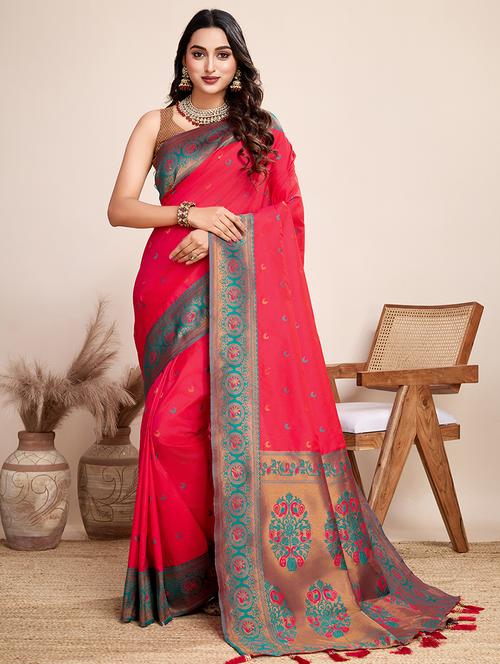 women self design bordered saree with blouse - 21998791 - Very Small Image - 1