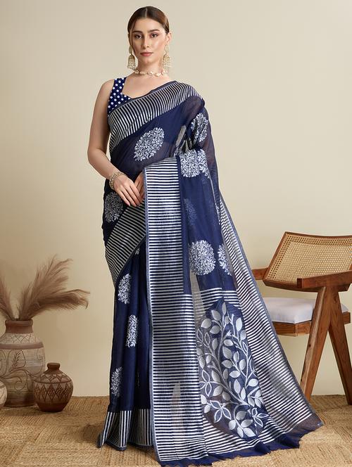 women self design bordered saree with blouse - 21998796 - Very Small Image - 1