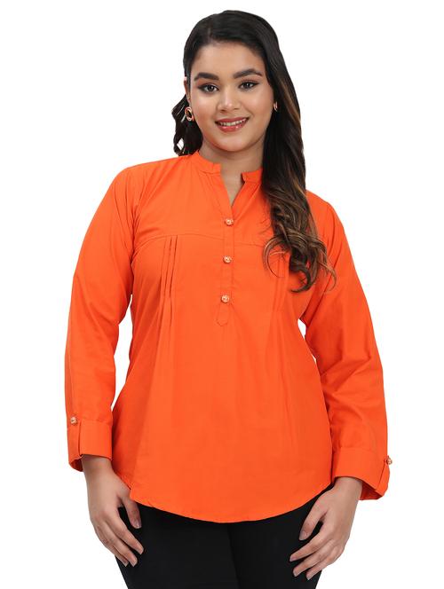 women solid mandarin neck regular top - 21998840 - Very Small Image - 1