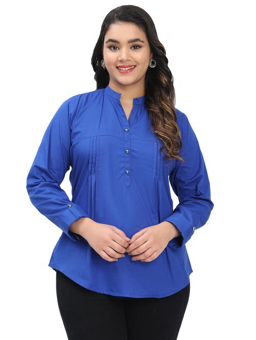 women solid mandarin neck regular top - 21998841 - Very Small Image - 1