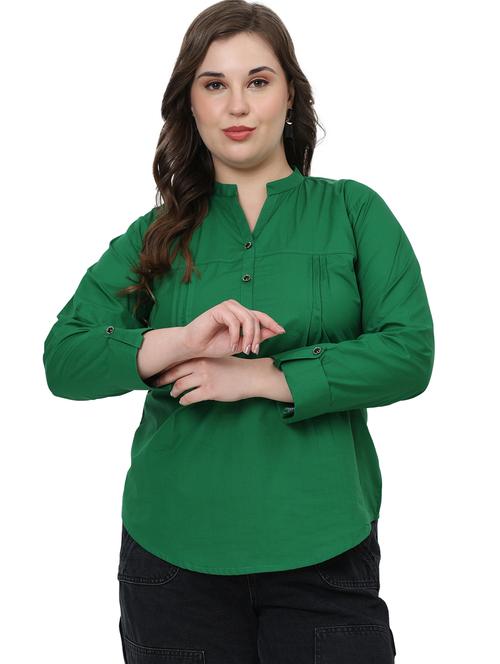 women solid mandarin neck regular top - 21998845 - Very Small Image - 1