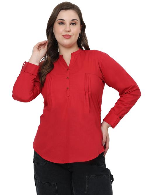 Women Solid Mandarin Neck Regular Top - 21998846 - Very Small Image - 1