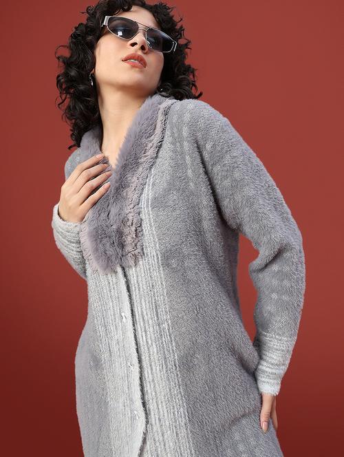 women self design long sleeve cardigan - 21998953 - Very Small Image - 1