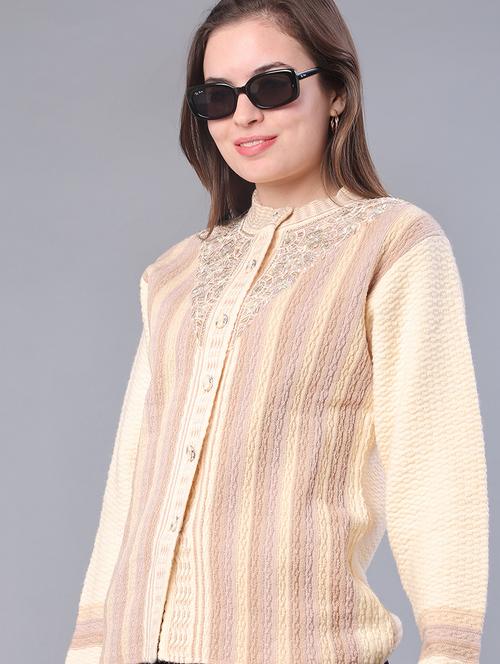 women self design long sleeve cardigan - 21999215 - Very Small Image - 1