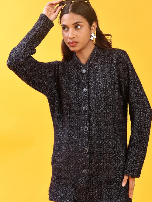 women self design long sleeve cardigan - 21999597 - Very Small Image - 1