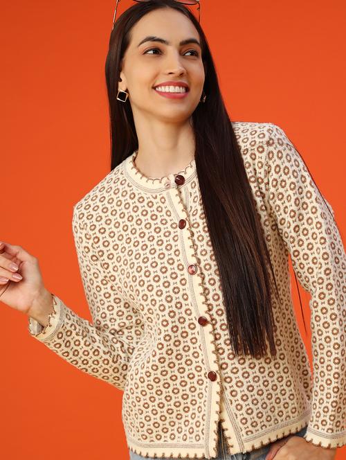 women self design long sleeve cardigan - 21999859 - Very Small Image - 1