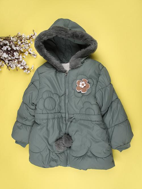 girls solid long sleeve hooded quiled acket - 21999916 - Very Small Image - 1