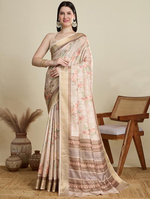 women floral printed saree with blouse - 21999993 - Very Small Image - 1