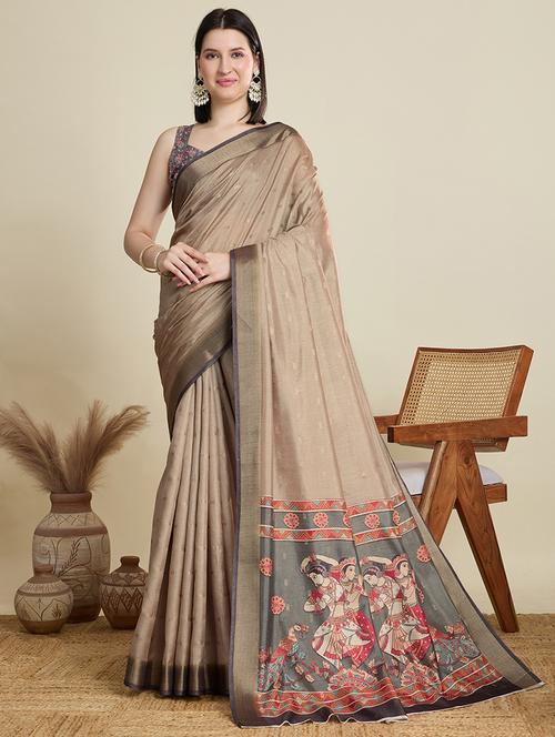 women self design bordered saree with blouse - 21999995 - Very Small Image - 1