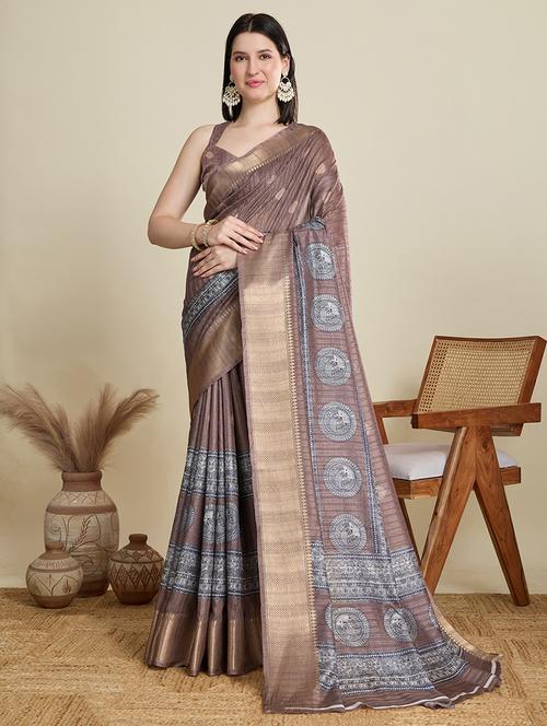 women self design bordered saree with blouse - 21999996 - Very Small Image - 1