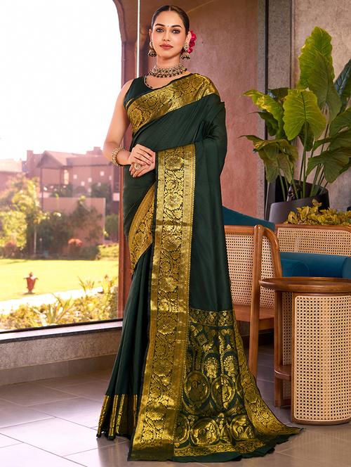 women solid with bordered saree with blouse - 22000003 - Very Small Image - 1
