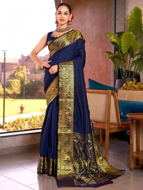 women solid with bordered saree with blouse - 22000004 - Very Small Image - 1