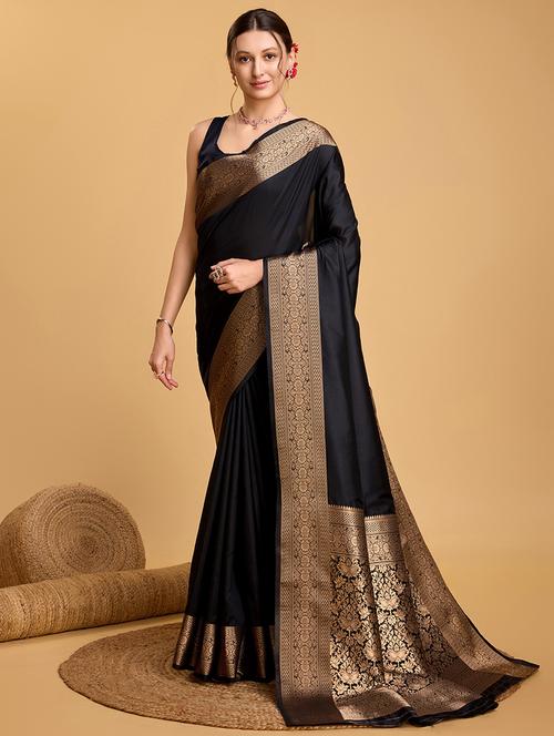 women solid with bordered saree with blouse - 22000007 - Very Small Image - 1