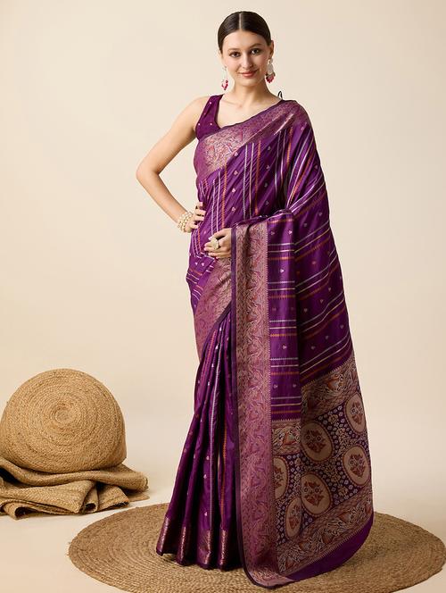 women self design banarasi saree with blouse - 22000031 - Very Small Image - 1