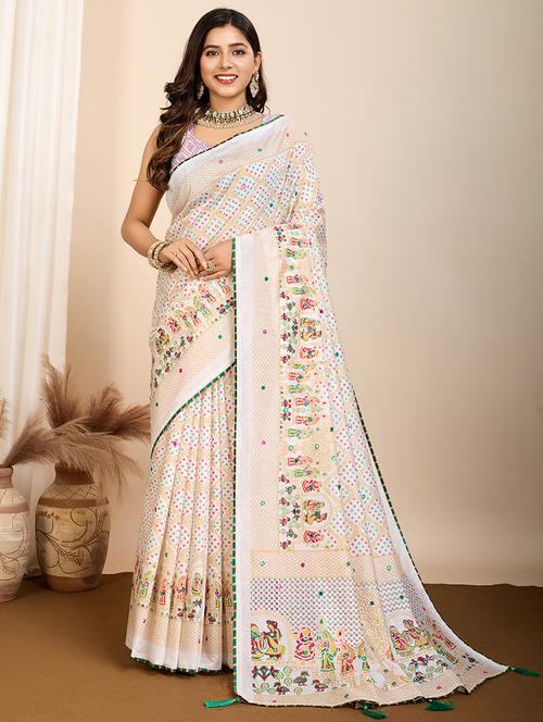 women self design bordered saree with blouse - 22000033 - Very Small Image - 1