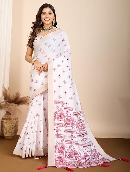 women self design bordered saree with blouse - 22000036 - Very Small Image - 1