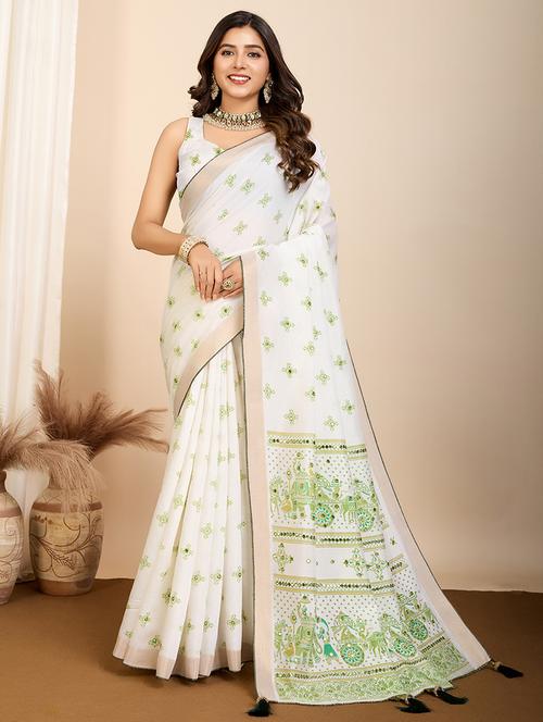 women self design bordered saree with blouse - 22000037 - Very Small Image - 1