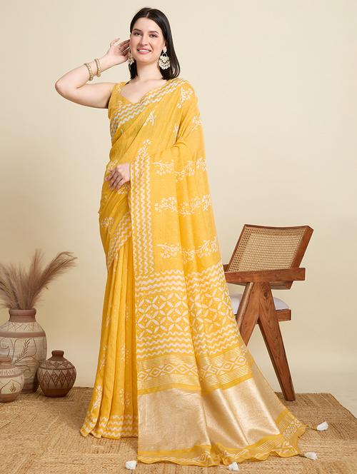 women printed casual wear saree with blouse - 22000042 - Very Small Image - 1