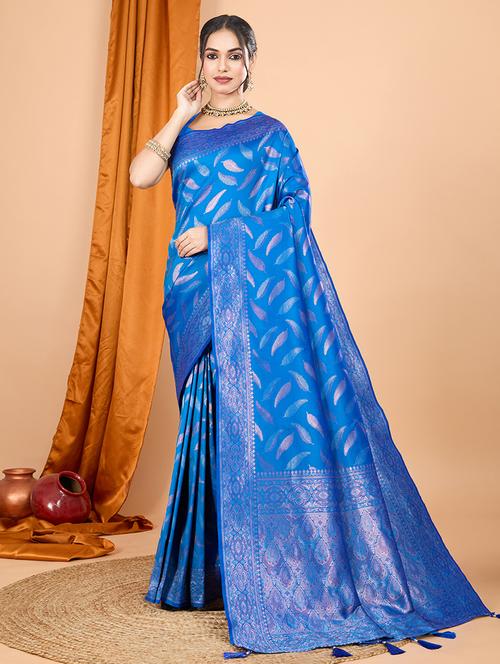 women self design banarasi saree with blouse - 22000055 - Very Small Image - 1