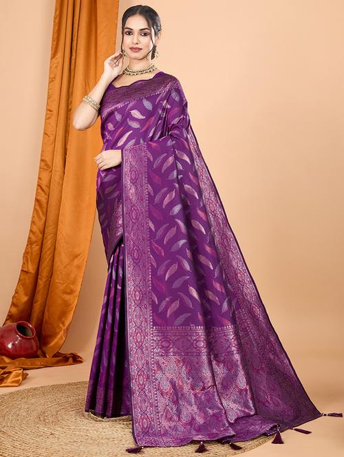 women self design banarasi saree with blouse - 22000059 - Very Small Image - 1