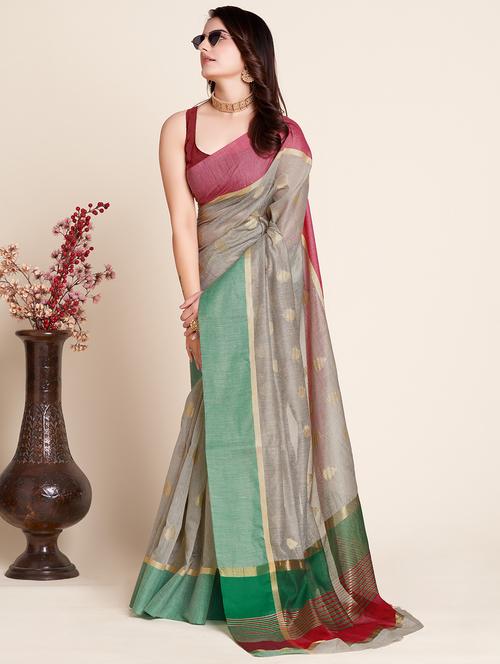 women self design bordered saree with blouse - 22000088 - Very Small Image - 1