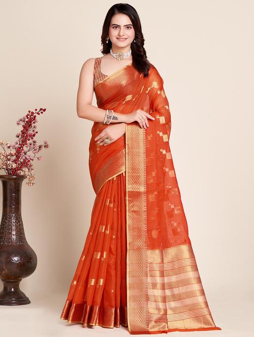women self design bordered saree with blouse - 22000091 - Very Small Image - 1