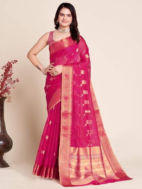 women self design bordered saree with blouse - 22000092 - Very Small Image - 1
