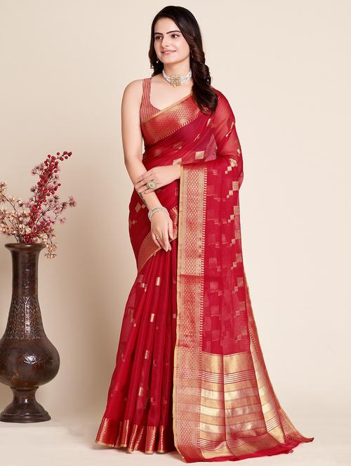 women self design bordered saree with blouse - 22000093 - Very Small Image - 1