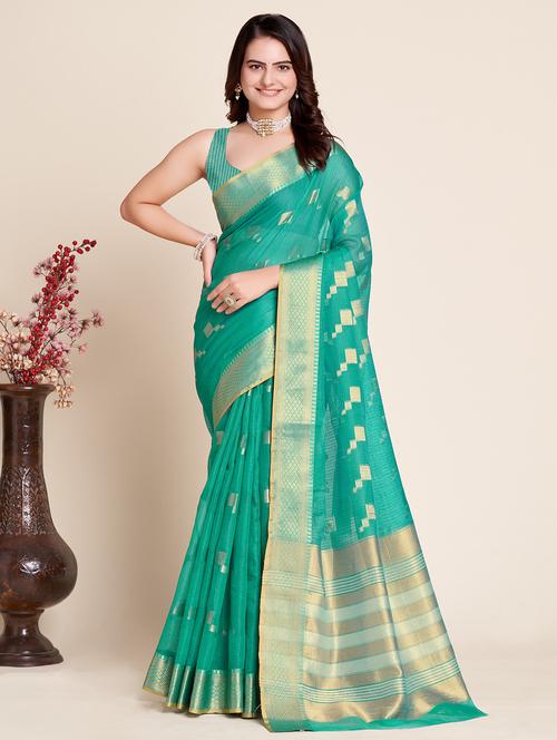 women self design bordered saree with blouse - 22000094 - Very Small Image - 1