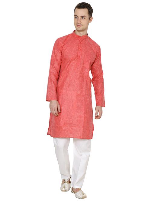 men solid mandarin neck kurta pyjama ethnic wear set - 22000188 - Very Small Image - 1
