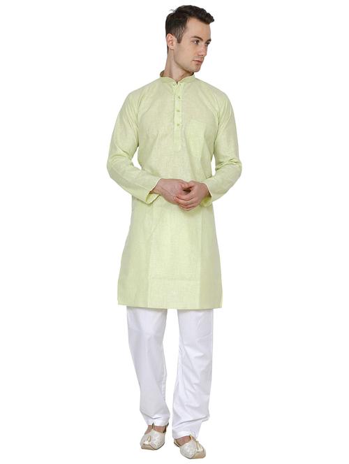 men solid mandarin neck kurta pyjama ethnic wear set - 22000189 - Very Small Image - 1
