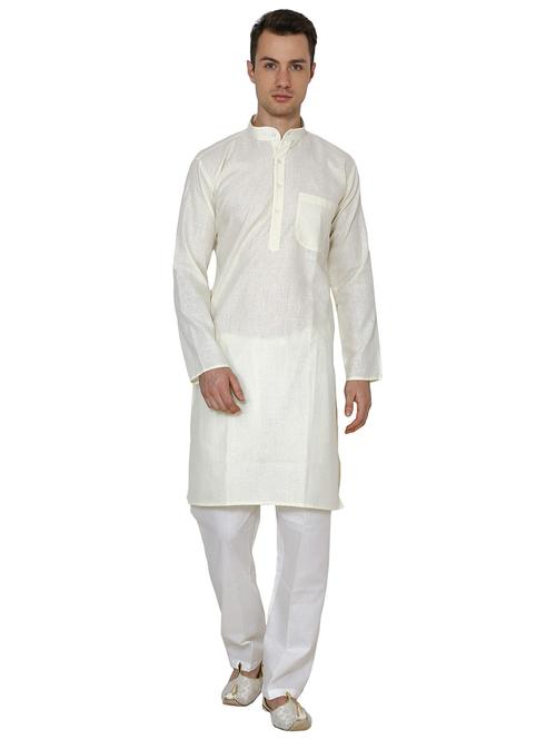 men solid mandarin neck kurta pyjama ethnic wear set - 22000190 - Very Small Image - 1