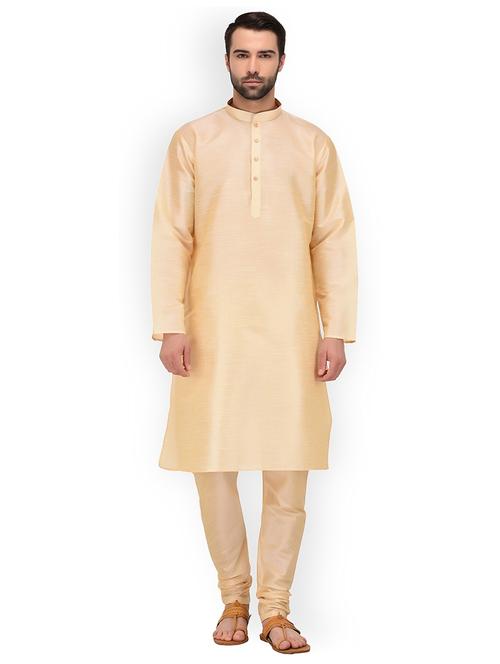 men solid mandarin neck kurta churidar ethnic wear set - 22000363 - Very Small Image - 1