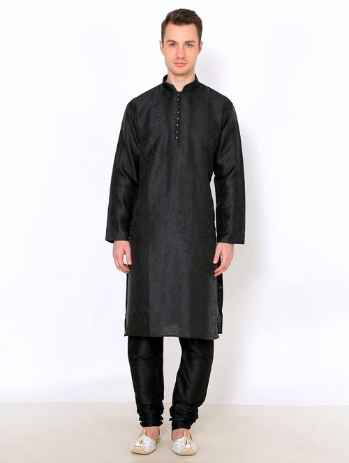 men self design mandarin neck kurta churidar ethnic wear set - 22000373 - Very Small Image - 1