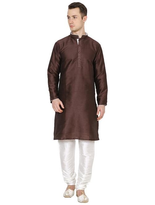 men solid mandarin neck kurta churidar ethnic wear set - 22000405 - Very Small Image - 1
