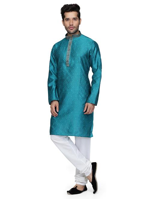 men self designmandarin neck kurta churidar ethnic wear set - 22000423 - Very Small Image - 1
